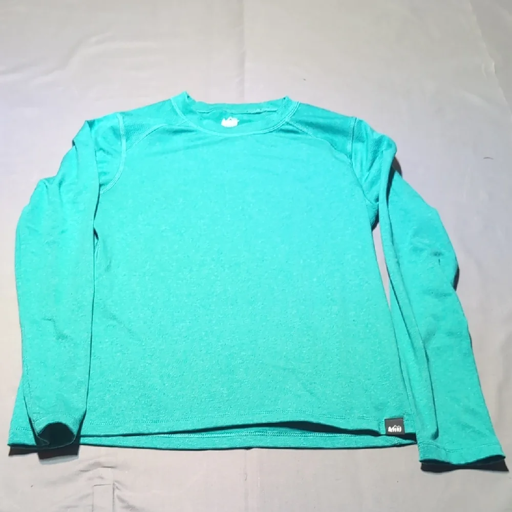 REI Co-op Kids Teal Striped Athletic Shirt Stretch Performance Top Size L‎